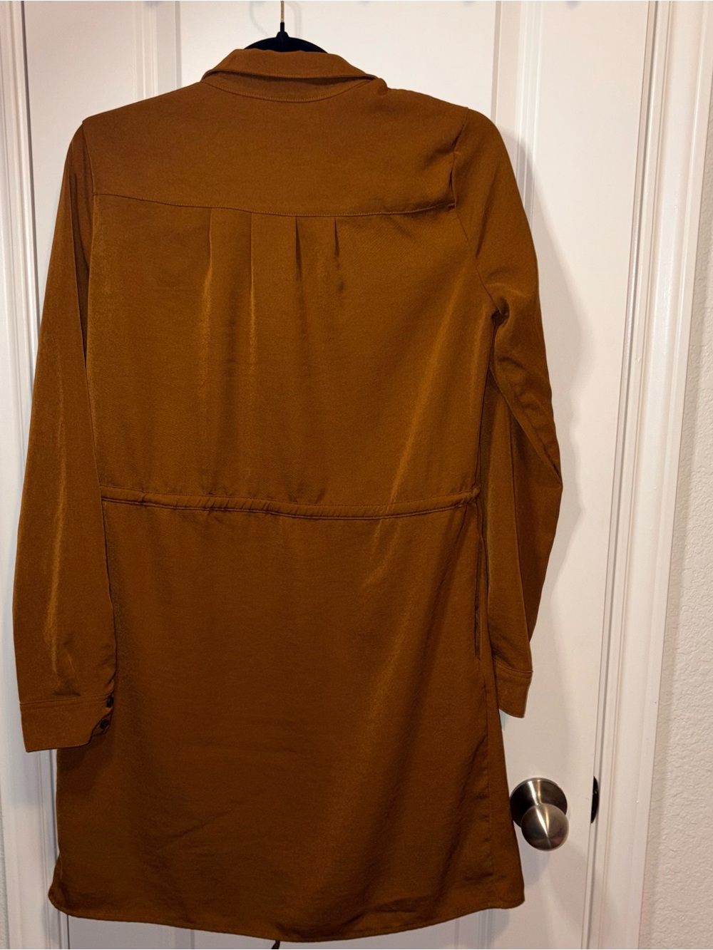 Forever 21 Rust Button-Front Drawstring Mini Dress - Picture 3 of 6